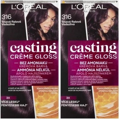L'Oréal Paris Casting Creme Gloss sada 2x farba na vlasy 48 ml Odtieň 316 Plum