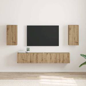 vidaXL TV стенен шкаф 2 бр. Дъб Артизан Инженерна дървесина (892288)