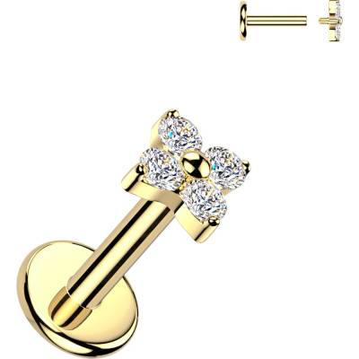 MARRE Zlacený piercing do brady labreta TITAN (1,2 x 6 mm)