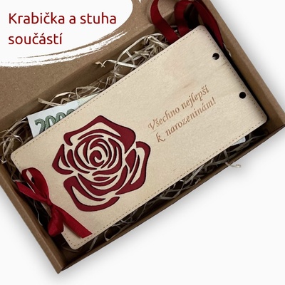 PanDatel Dřevěné pouzdro na peníze - RŮŽE