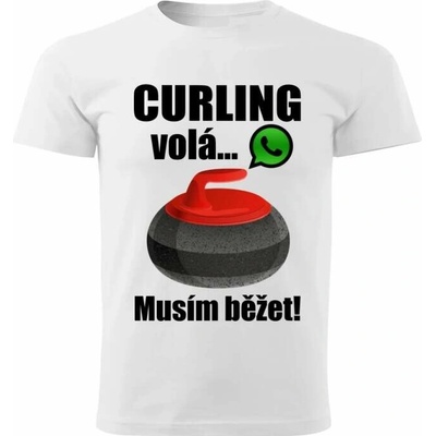 dětské tričko curling volá musím běžet bílé