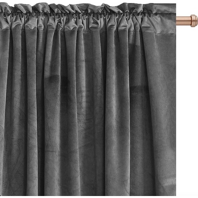 XZHome (dodávateľ) Zatemňovací velúrový záves – tmavosivý, jednofarebný, 1 ks Veľkosť: 145x250 na riasiaci pás