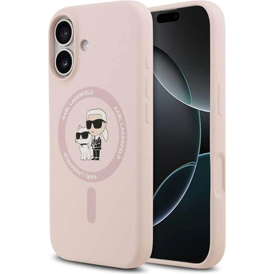 KARL LAGERFELD MagSafe Калъф за iPhone 17, Karl Lagerfeld Silicone Karl & Choupette Case, Розов (KLHMP17SSCMKCRHP)