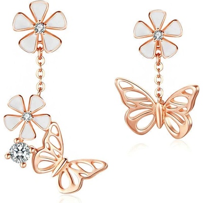 P&J Jewellery zlaté náušnice Květinová asymetrie SE54