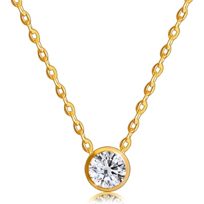 Šperky eshop Zlatý náhrdelník 14K s drobným zirkonem v hladké objímce S5GG275.78