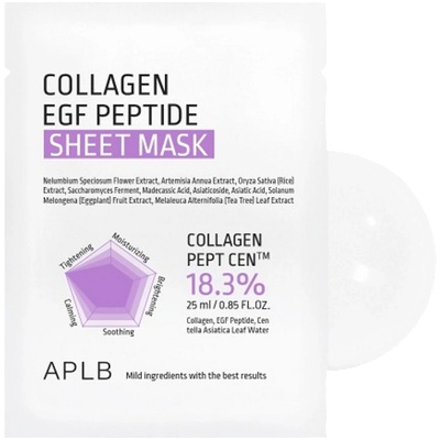 APLB Collagen EGF Peptide Sheet Mask - Хидратираща маска за лице с колаген и пептиди EGF 1бр/25мл