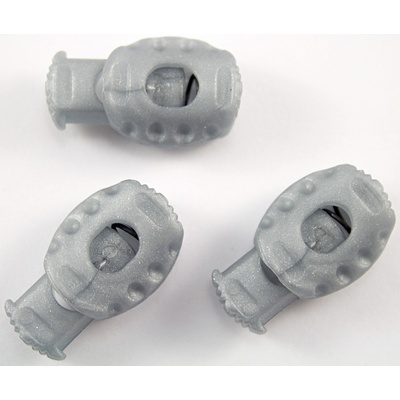 Plastová guľatá brzdička - strieborná - priemer prievlaku 0,7 cm