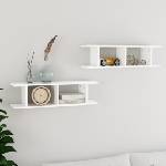 vidaXL Стенни рафтове, 2 бр, бели, 75x18x20 см, инженерно дърво (807187)