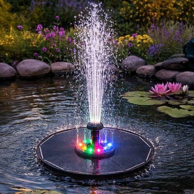 Ikonka Rgb led соларен градински фонтан, 180 л/ч, с 8 дюзи, 16, 5 см диаметър (kx2855)