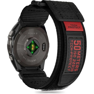 Tech-Protect Текстилна каишка за Garmin Fenix 5x / 5x Plus / 6x / 6x Pro / 7x / 8 (51mm) от Tech-Protect Scout Pro - Черна (5906302376711)