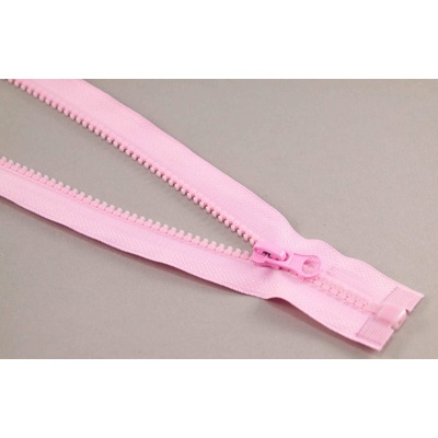 Deliteľný kostený zips - dĺžka (30 - 95 cm) - rôzne farby 40 cm Ružová s okrúhlym jazdcom