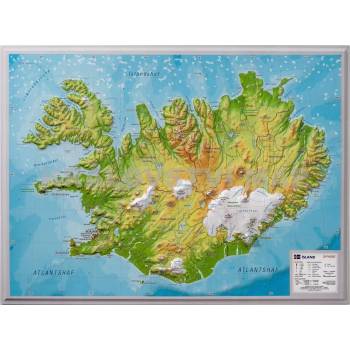 Georelief Island - plastická mapa 40 x 30 cm Varianta: bez rámu, Provedení: plastická mapa