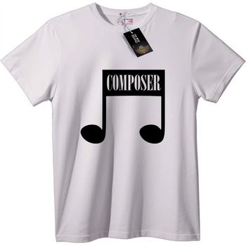 NOONEBRAND Тениска Композитор музикална нота - 2XL, White
