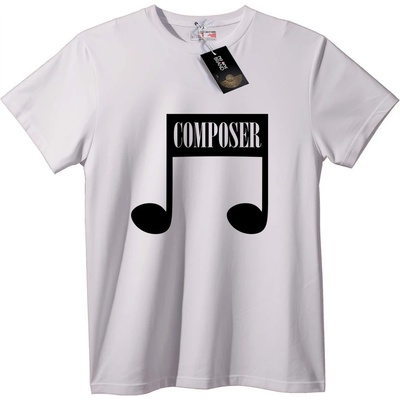 NOONEBRAND Тениска Композитор музикална нота - 2XL, White