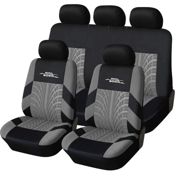 Тапицерии за седалки на кола - модел 16007 - сиво / черен цвят - комплект от 9 части (aud16007)