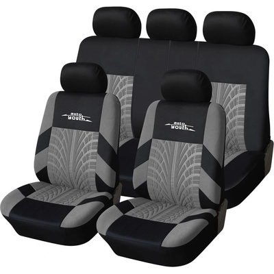Тапицерии за седалки на кола - модел 16007 - сиво / черен цвят - комплект от 9 части (aud16007)