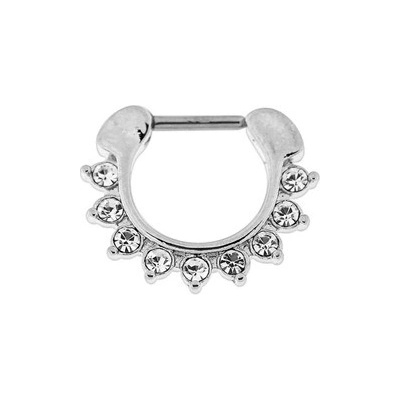 Piercingate piercing do bradavky s kamínky PBR00046 Čirá