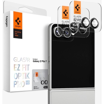 Spigen 2 комплекта предпазни стъклени лещи за камерата на Samsung Galaxy Z Flip7 - Spigen Optik. tR EZ Fit Tempered Glass 2 Pack (черен) (AGL09587)