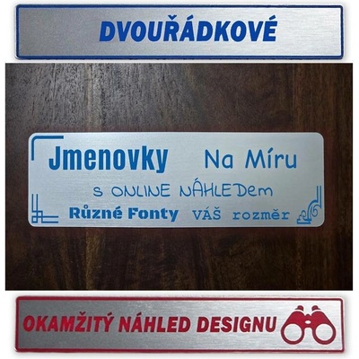 Jmenovky - cedulky na dveře - dva řádky - modrý text