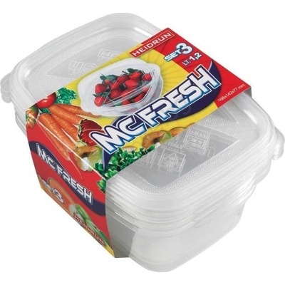 UTC КОМПЛЕКТ 3 бр. прозрачни кутии за храна 1, 2 л (ut0055)