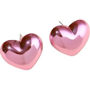HARAHU Обици AD-33382 - Heart / Светло Розово KP33382