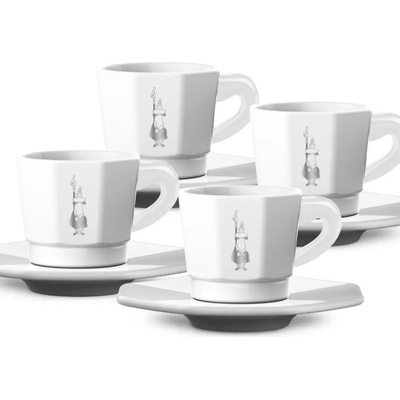 Bialetti šálků s podšálky Perfetto Moka 4 x bílé 75 ml