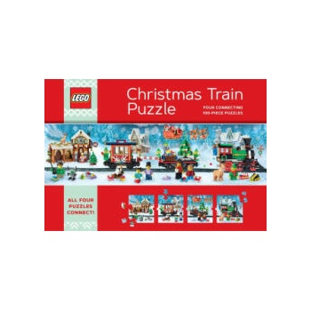 Image 1 of Lego Christmas Train Puzzle: Four Connecting 100-Piece Puzzles