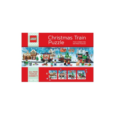 Lego Christmas Train Puzzle: Four Connecting 100-Piece Puzzles