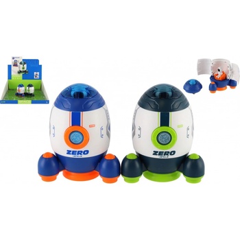 Teddies Raketoplán/raketa plast 9x11cm s kosmonautem s vozítkem na setrvačník 2 barvy (1 ks)