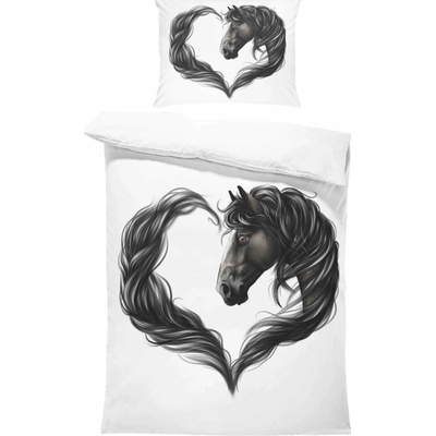 Impar Obliečky Horse heart black 140x200 70x90