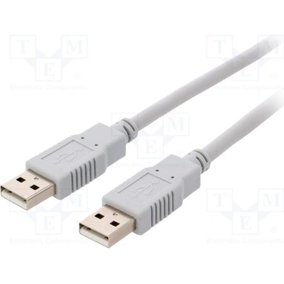BQ Cable CAB-USBAA/5 USB 2.0, USB A vidlice, z obou stran, 5m, šedý