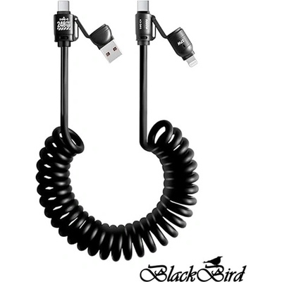 BlackBird Кабел за данни Extreme 4in1 USB-A/USB-C/Lightning 50-200cm, черен BH1683 (BH1683)