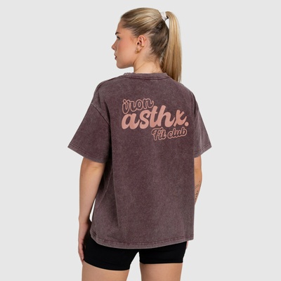 Dámske oversized tričko Iron Aesthetics Fit club washed burgundy