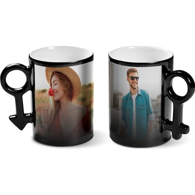 Sablio Magické hrnky pro páry s vlastnim potiskem On a ona černé 270 ml