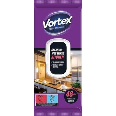 VORTEX Vlhčené utěrky, kuchyně, s uzávěrem, 48 ks