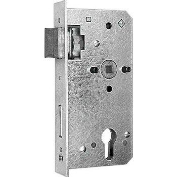 German Zadlabávací zámok na záhradnú bránu / cylindrický kľúč / oceľ / rozteč 72 mm / strieborná