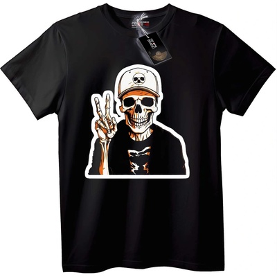 NOONEBRAND Тениска Череп Знак за Мир - 5XL, Black