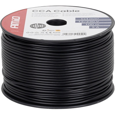 Amio Jednožilový černý 1x1 mm² 5A 12/230V 100 m