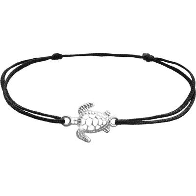 JSB bijoux s.r.o. Šňůrkový náramek se stříbrným přívěskem želvy bez krystalů (Stříbro 925/1000)