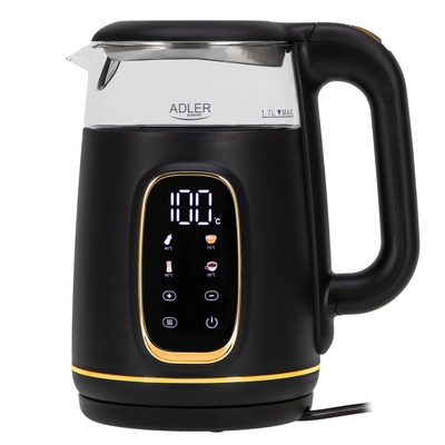 Adler AD 1305 Стъклен чайник 1, 7 л 2200 W Черно/Златно (AD 1305 BG)