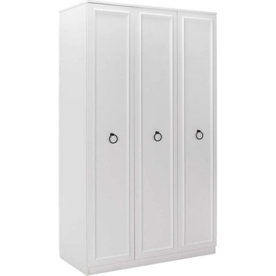 TopMebel Шкаф с 3 врати Hampton от меламин в бял цвят 103x52x185см