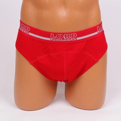 Слип в червен цвят с външен ластик и надпис в светлосиво