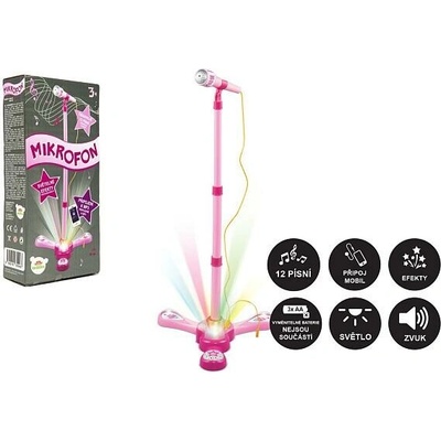 Teddies Mikrofon karaoke plast 18x26cm růžový na baterie
