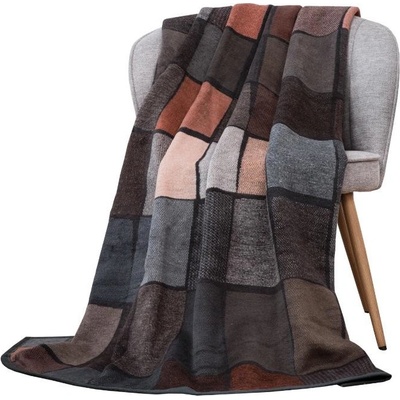 SCANquilt pléd VELURO mozaika hnědorezavá střední 150x200