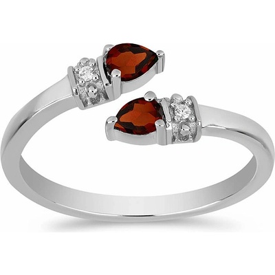 Nefertitis Prsten stříbrný s broušeným granátem a zirkony 016430 GT