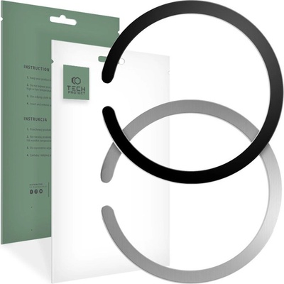 Tech-Protect Metalplate MagSafe Universal Magnetic Ring & Silver [2 PACK] čierne