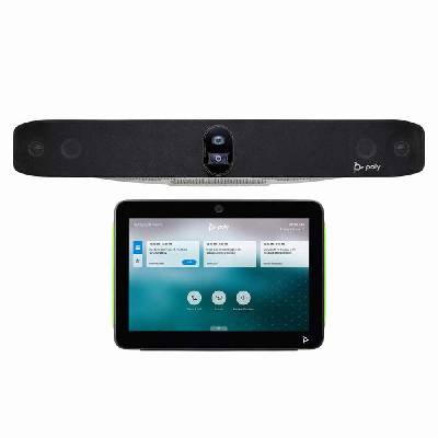 Видеоконферентна система HP Poly Studio X70 All-In-One в комплект с тъч интерфейс устройство Poly TC10, (4K)2160p, съвместимост със сензорен дисплей, 7.3x цифрово увеличение, 1x USB-C, 1x HDMI, сива (8L538AA)