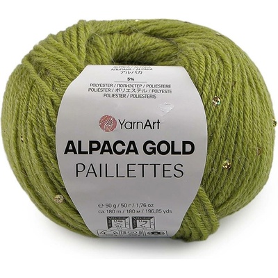 Pletací příze Alpaca Gold s flitry 50 g Varianta: 10 (9310) zelená sv., Balení: 1 ks 60464/156279/285981