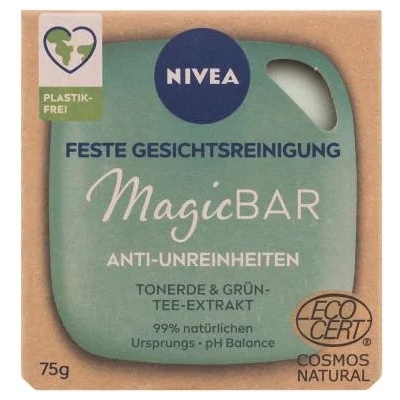 Nivea Magic Bar Anti-Blemishes Clay & Green Tea 75 гр почистващ и ексфолиращ сапун за лице за жени