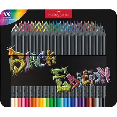 Faber-Castell Комплект цветни моливи, триъгълни, в метална кутия, FABER-CASTELL "Black Edition", 100 различни цвята 116490 (116490)